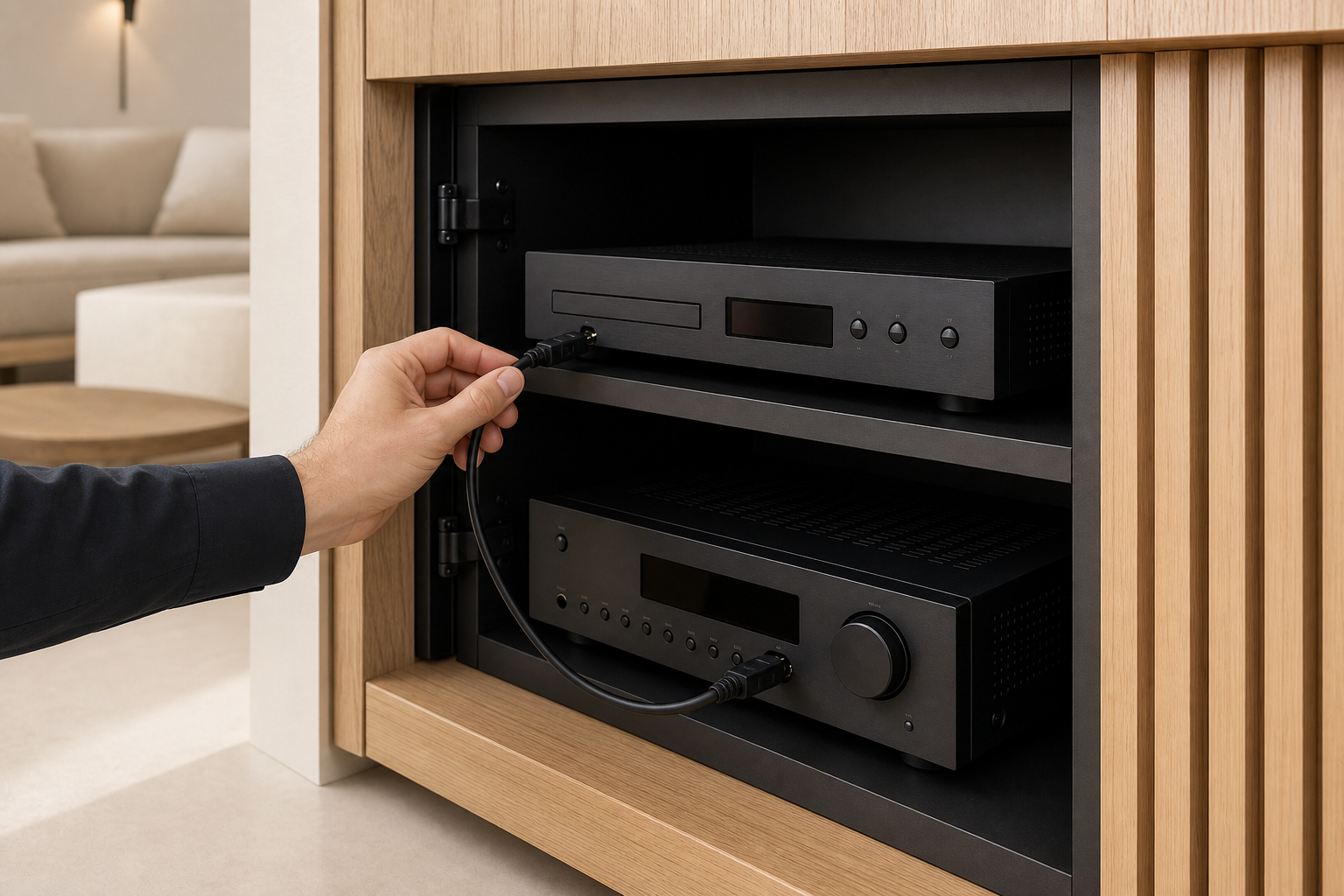 TOS-12 12-foot optical digital audio cable installed for Media rooms and Equipment racks